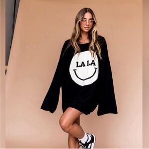 Dressed in LALA Rare! Black Smile Sweater - Large